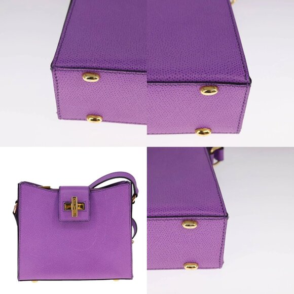 CELINE Shoulder Bag Leather Purple Gold Auth 108107V - Picture 15 of 15